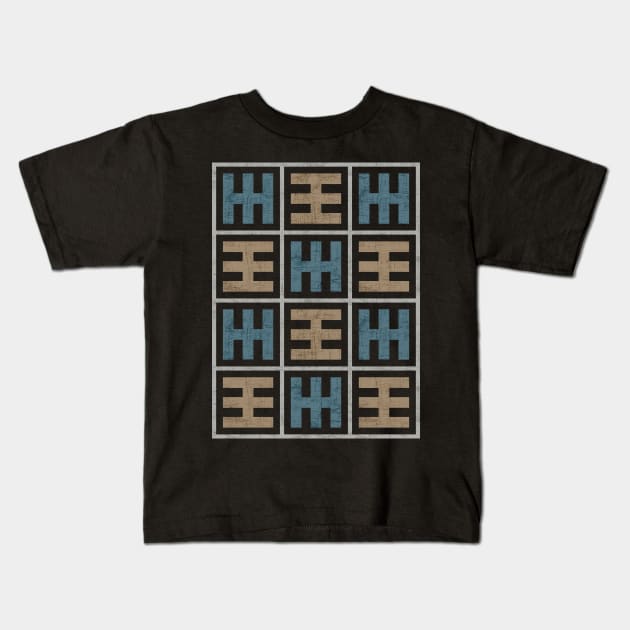 Tribal geometric pattern (Smokey taupe, navy and brown colors) Kids T-Shirt by lents